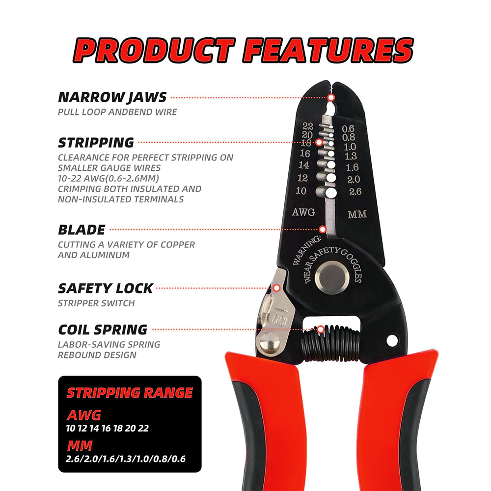 Wire Stripper Cutter - Tronchese, Spellafili e Crimpatrice, Utensile per