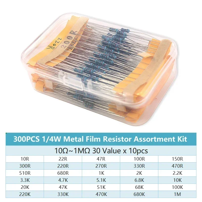 Resistor Kit 1 4W - 300/600PCS 30 Valori 1/4W Kit resistore