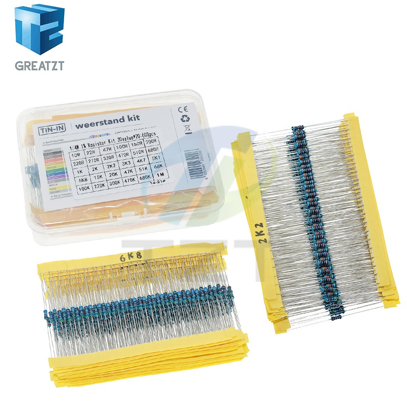 Resistor Kit 1 4W - GREATZT 600 pz/set 30 Tipi 1/4W